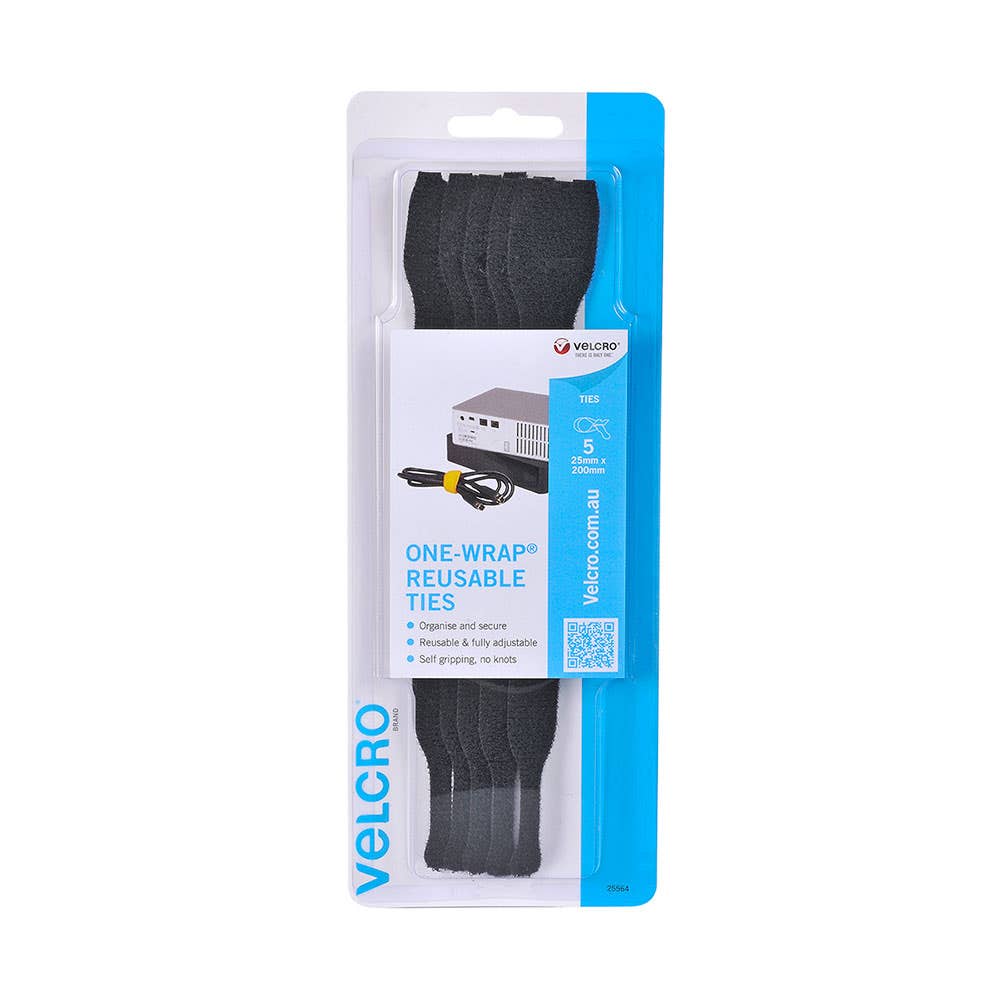 Velcro® Pre-Formed Reusable Cable Straps 25 x 200mm 5 Pack 305062901 25552