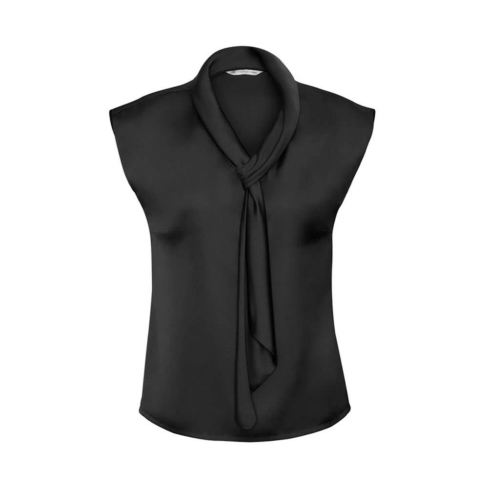 Shimmer Tie Neck Top Black - 14 36018701 S314LS-BLK-14