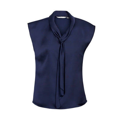Shimmer Tie Neck Top Midnight Blue - 10 36018705 S314LS-MIDBLU-10