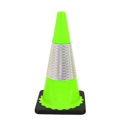 Cone Traffic 700mm Lime Green Reflective White Sleeve 488218 CO1231R