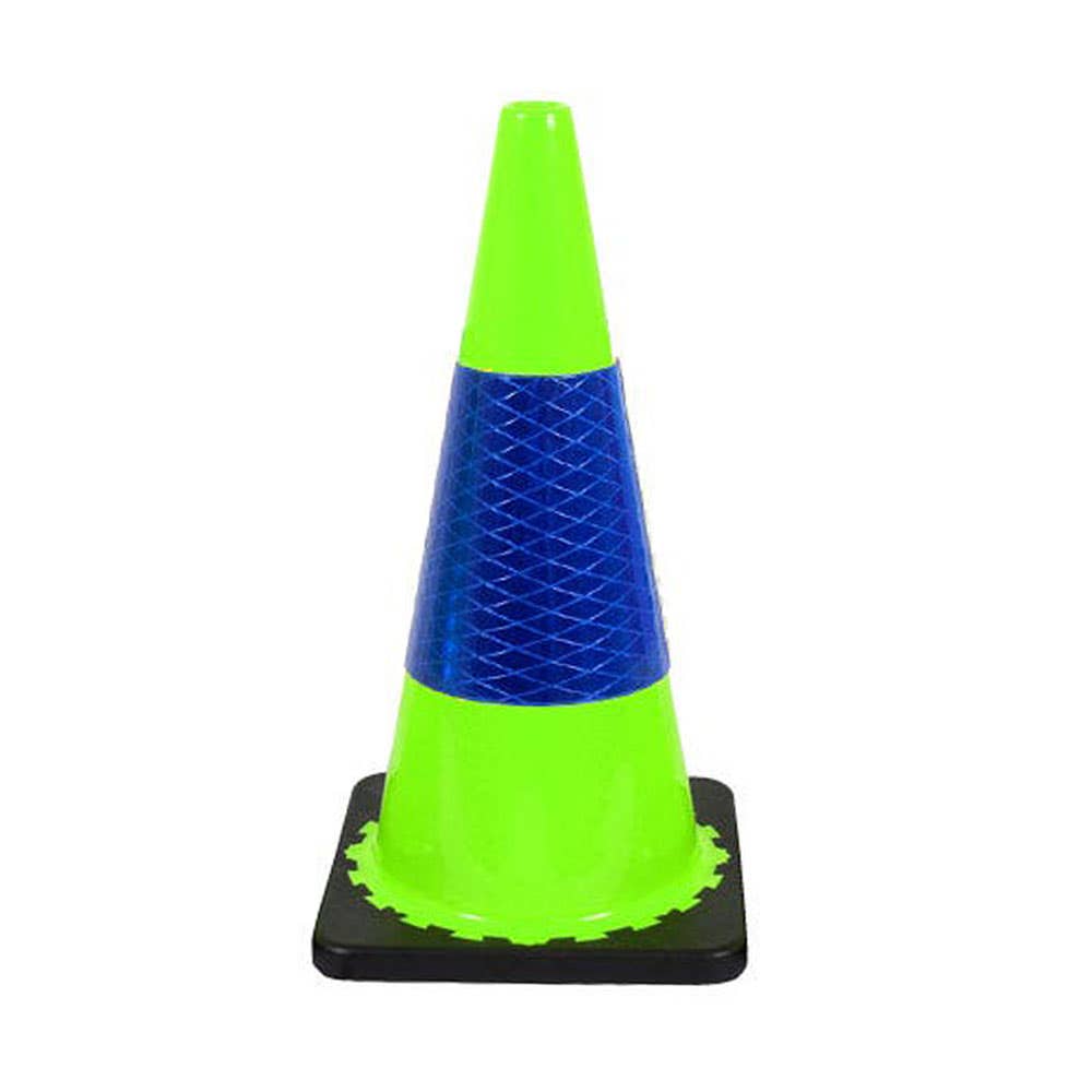 Hi-Vis Reflective Traffic Cone Lime & Blue 700mm 3.2kg 502320 A3804