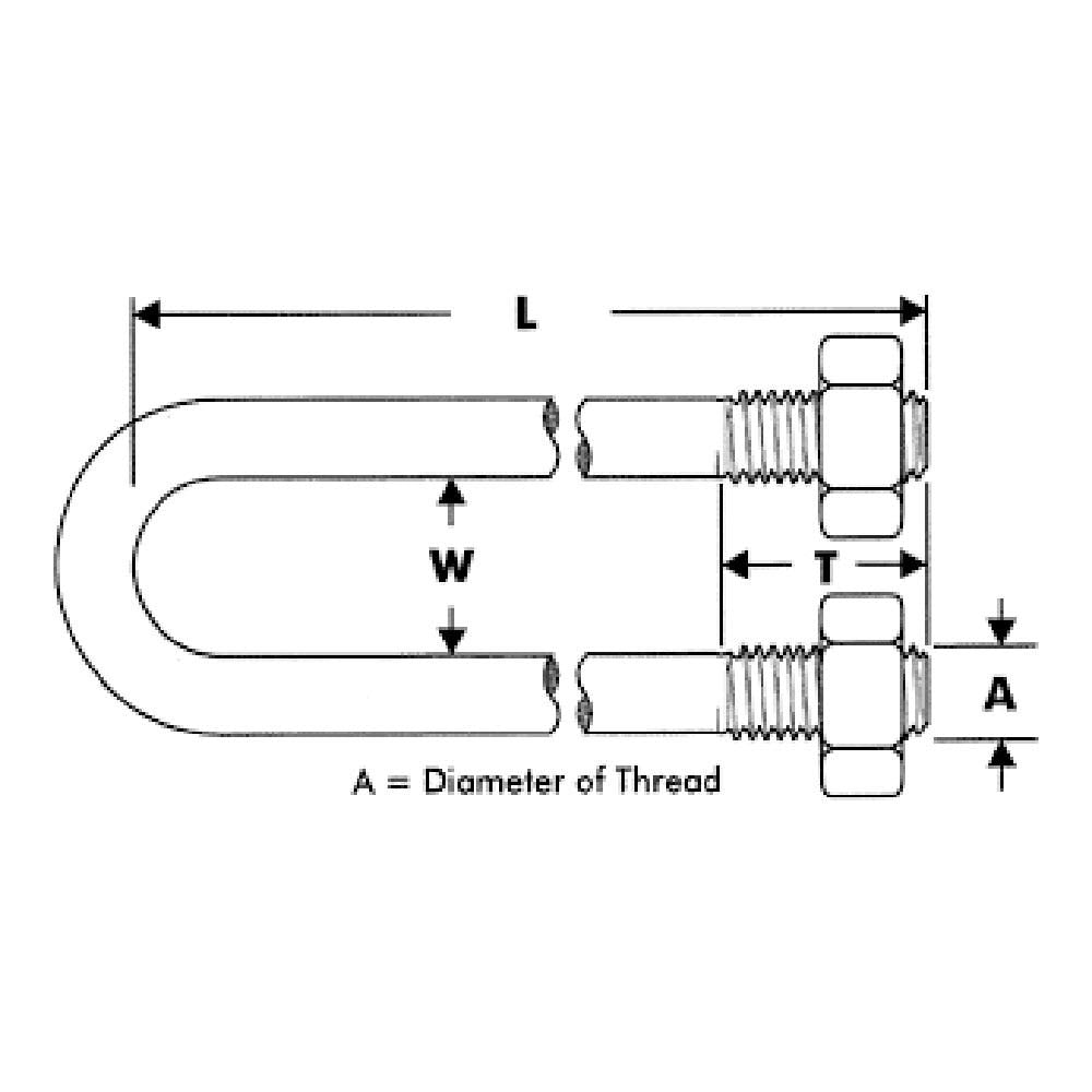 U-Bolt Plus 2 Nuts Galvanised BSW 1/2 X 6'' Nb 304625 KURMSGW0500600