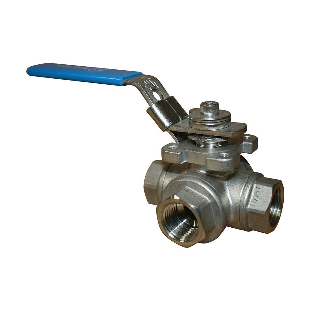 3-Way Ball Valve Stainless Steel L-Port 1000psi (1) 25mm 441987 SS3WL025