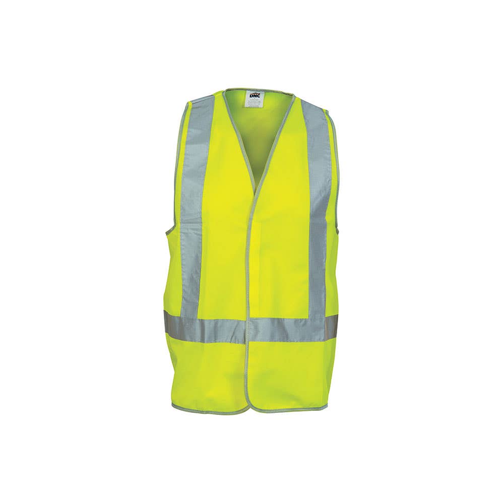 Vest Safety Large Yellow 120gsm Polyester CSR Tape X Back Hi Vis D/N Velcro 217895 3805-Y-L