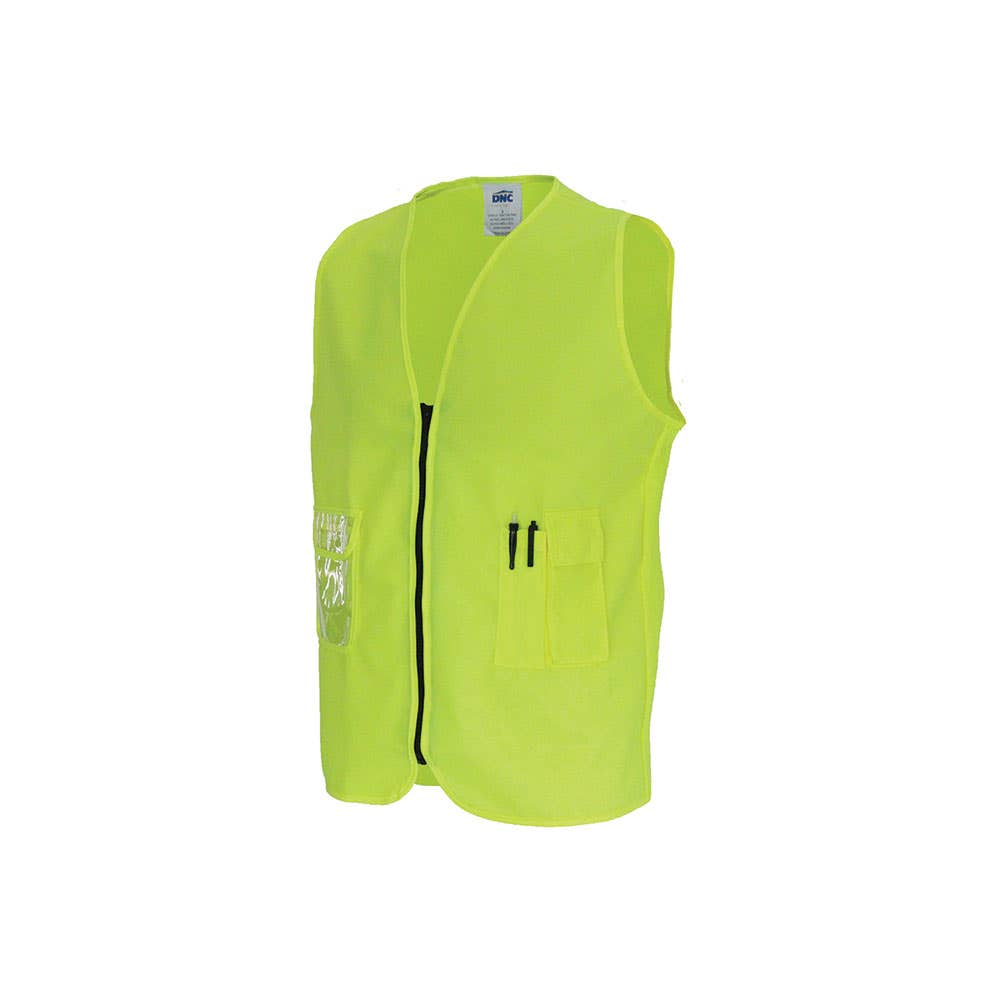 Vest Safety 2XL Yellow 120gsm Polyester Hi Vis Zip Closure 422681 3806-Y-2XL