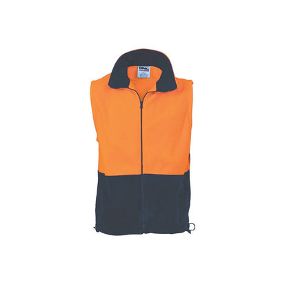 Vest Hi Vis Polar Fleece Orange Navy Full Zip DNC 2XL 283493 3828-O/N-2XL