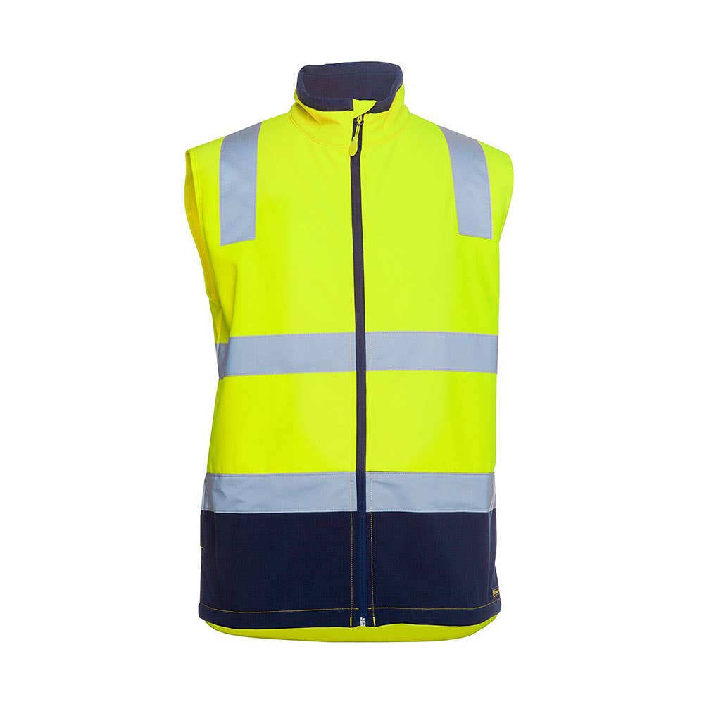 Hi Vis ( D+N ) Water Resistent Softshell Vest Lime / Navy Large 6DWV 492504 6DWVENCX