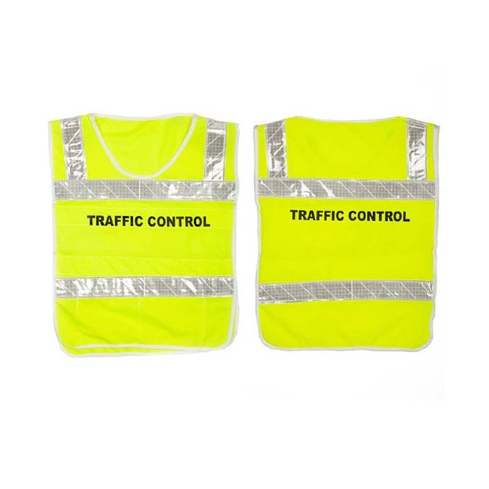 Traffic Control Vest QLD Compliant White Tape Small/Large 471745 A4567