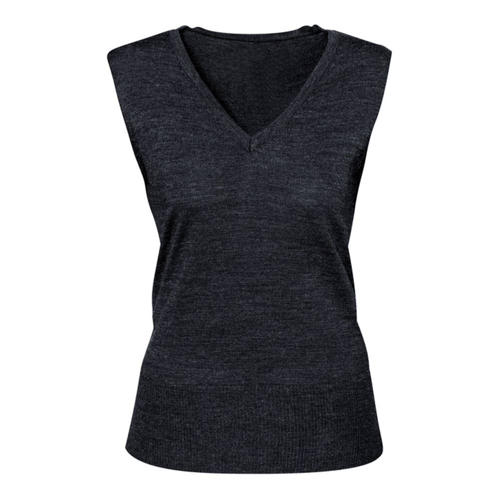 Vest Womens V-Neck Wool Blend Milano Charcoal 2XL Biz BAE Logo 50105243 BAE LV619L-CHA-2XL