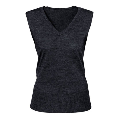 Vest Womens V-Neck Wool Blend Milano Charcoal 2XL Biz BAE Logo 50105243 BAE LV619L-CHA-2XL