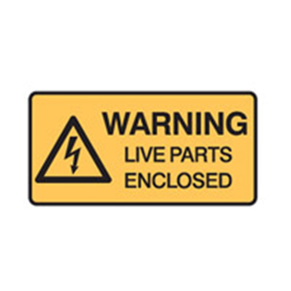 Label Vinyl Sticker Warning Live Parts Enclosed Pk 5 415345 840931