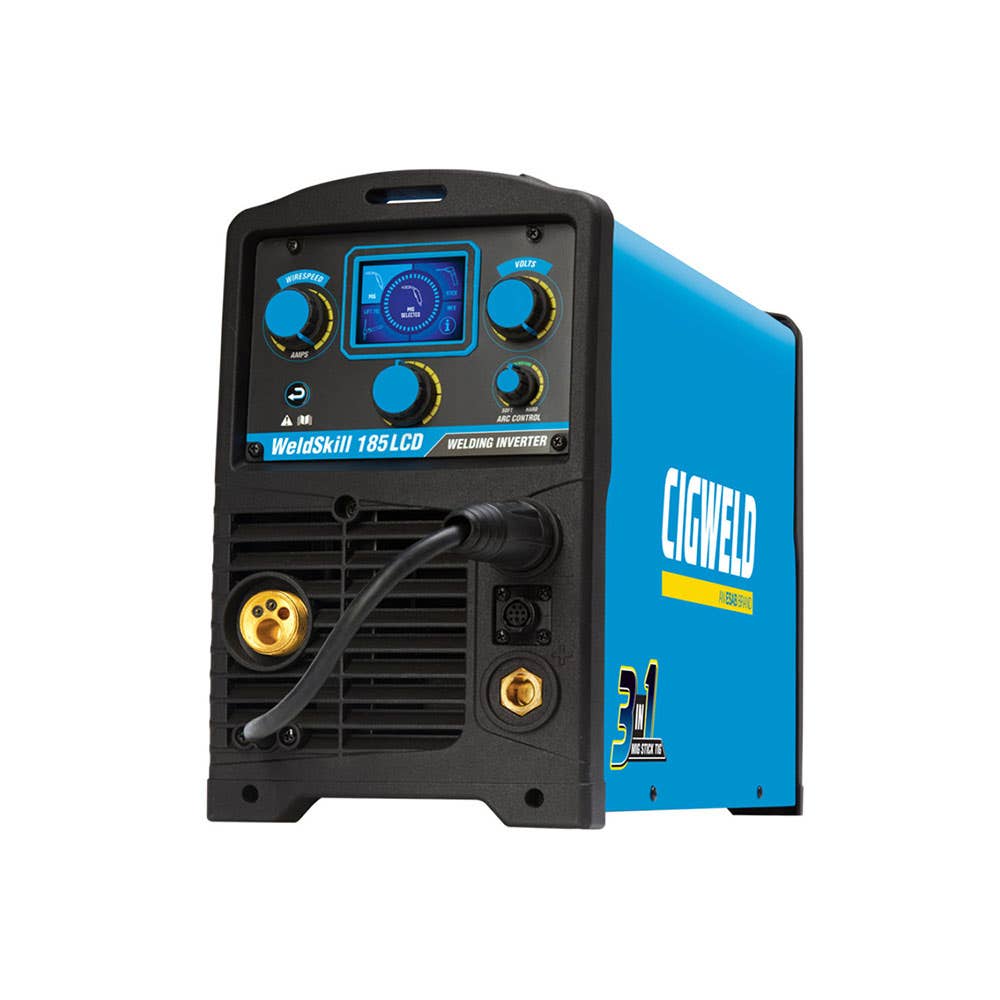 WeldSkill 185 LCD Multi Process Welder MIG/TIG/STICK 240V/10A Cigweld 493637 W1008193