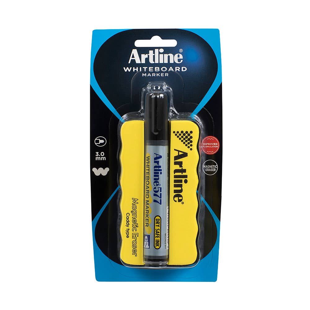 Artline 577 Whiteboard Marker & Magnetic Eraser Caddy 60013966 157795