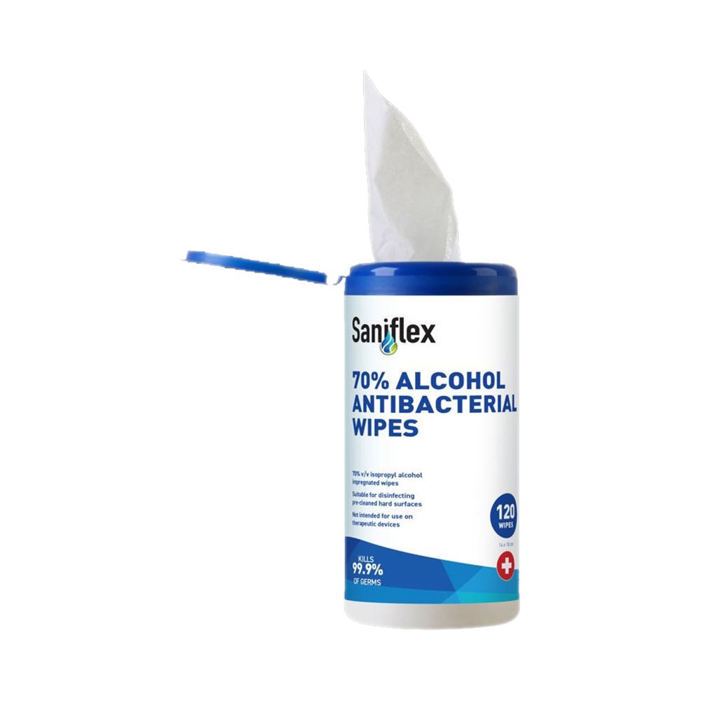 Antibacterial 70% Alcohol Wipes 120 Pack 40052842 SWA120CAN