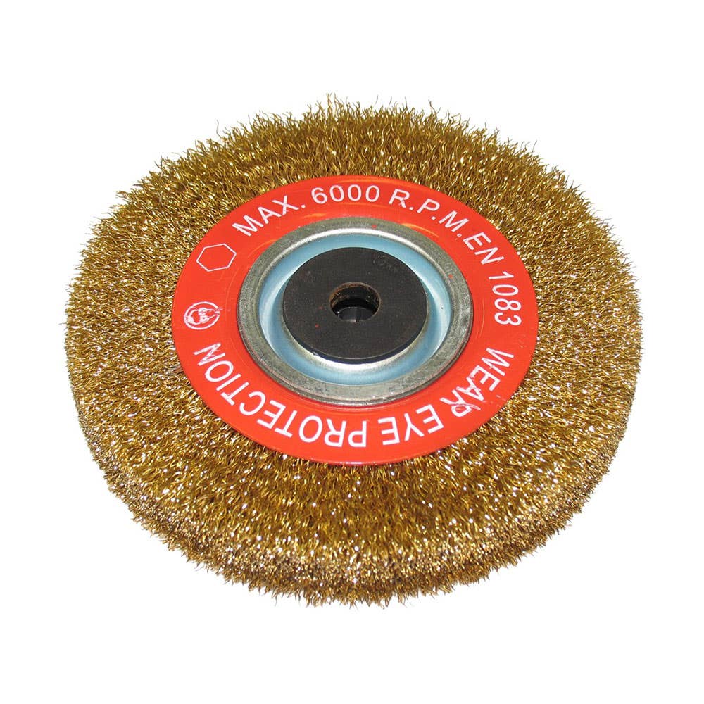 Brass Crimped Wire Wheel Brush 200 x 25mm 16mm Bore 301767 500227
