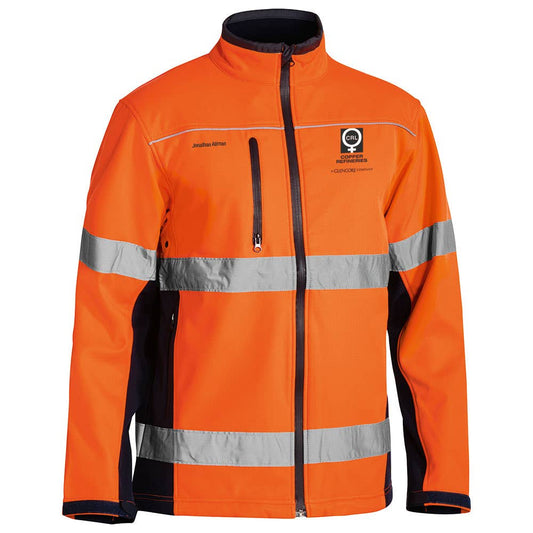Jacket Soft Shell Hi-Vis Taped Glencore CRL Logo BJ6059TCR Bisley BJ6059TCR