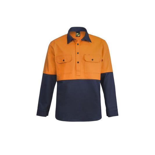 Shirt Heavy Duty Hybrid C/drill Or/Navy WS4254 Large_513695_WS4254-O/N-L