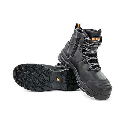 XTLZBK Steel Toe Nitrile Sole EH Zip Black Boots Bison XTLZBK
