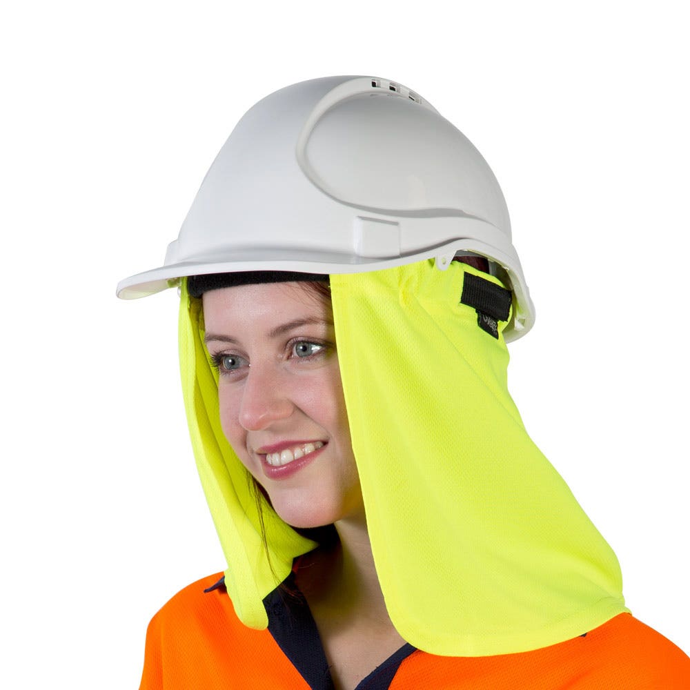 Vision Safe Mesh Hard Hat Flap Fluro Yellow 409283 AAFYW-PP