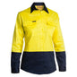 Shirt Womens L/S Cotton Drill 190gsm Hi Vis Yellow/Navy 24 Bisley_60012651_BL6267_TT0124