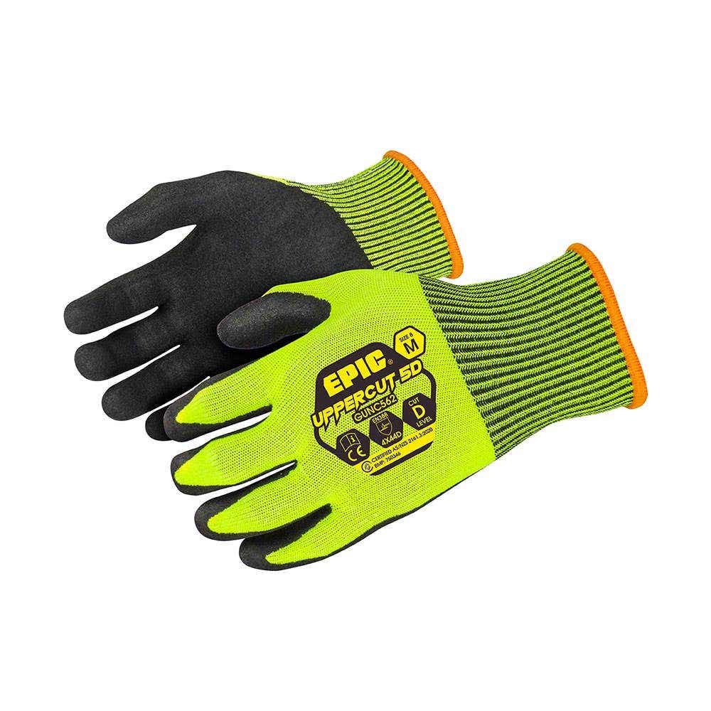 Uppercut&trade; GUNC56 Cut D Hi-Vis Gloves Nitrile Coated GUNC56