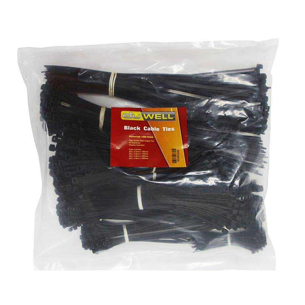 UV Stabilised Cable Tie Assorted Sizes Black 1,000 Pk 95360209 CTBAPK1000