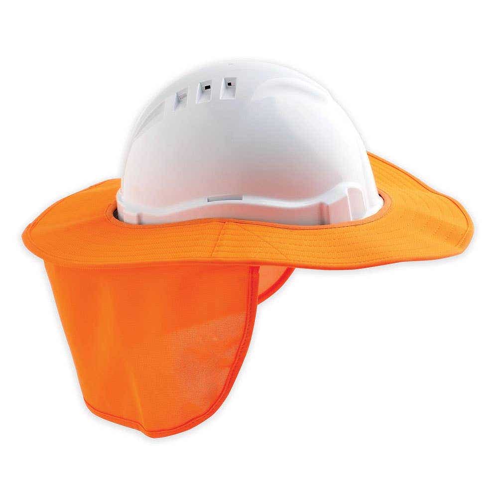 Hard Hat Brim With Neck Flap Detachable Cotton Orange 1443005 EHC740OR