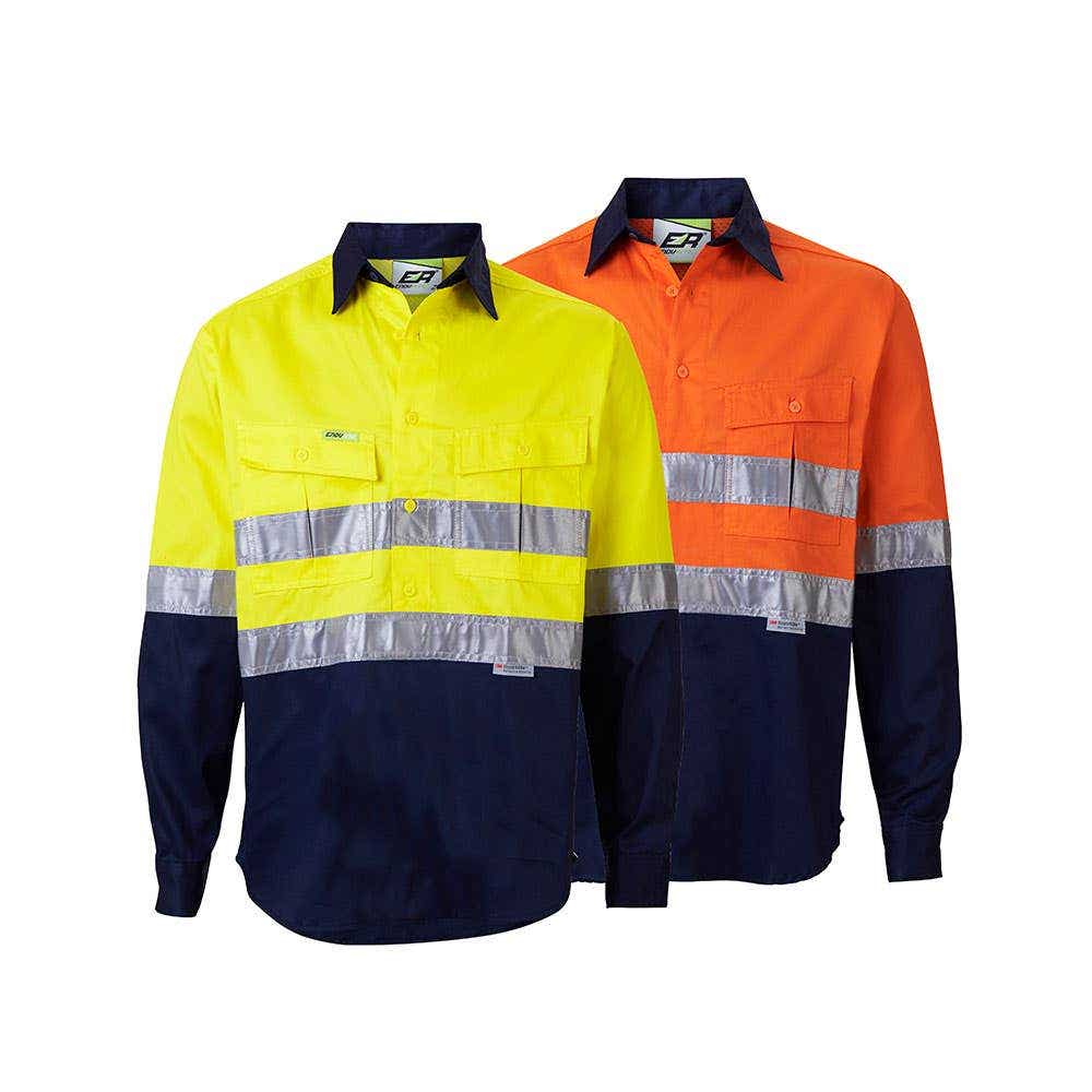 Hi-Vis Long Sleeve Shirt Closed Front Taped 190gsm m2H190