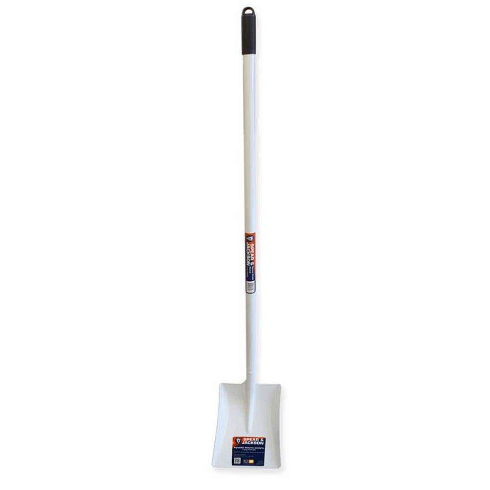 Shovel Square Mouth Medium Long Handle Soft Grip White Steel 91020055 SJ-WS360L
