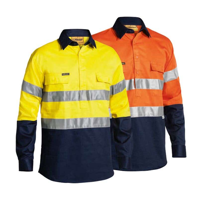 BTC6456 Hi-Vis Closed Front Drill Taped Shirt 190gsm BTC6456