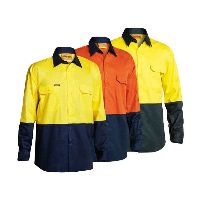 BS6895 Hi-Vis Cool Cotton Drill Long Sleeve Shirt 155gsm BS6895