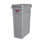 Vented Slim Jim® Plastic Rubbish Bin Grey 87L 40039763 FG354060GRAY