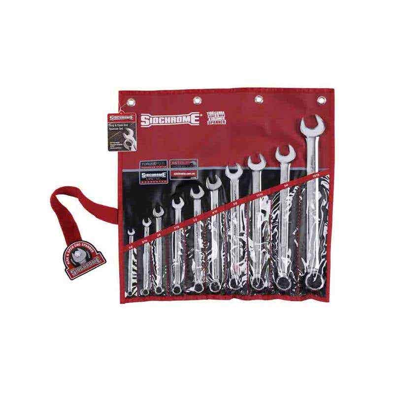 Spanner Set AF Ring + Open End 10 Piece Sidchrome 91630049 SCMT22408