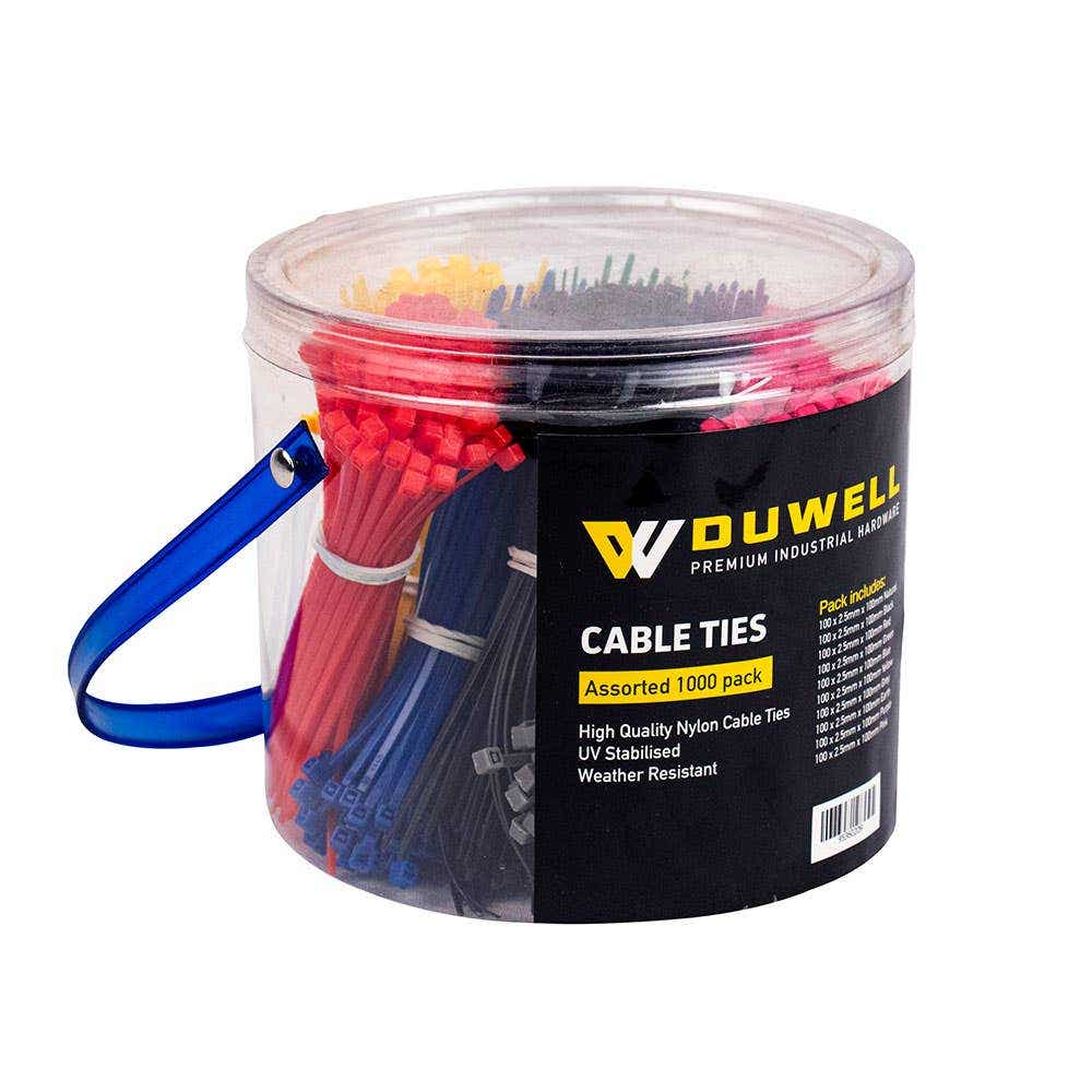 UV Resistant Cable Tie Assorted 100 x 2.5mm 1000 Pk 35600227 CTA1000PK